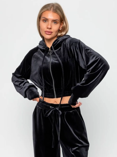 Костюм женский велюровый спортивный, двойка, Pure Bloom — BLACKI-PUBLOOM-ТЕМНСЕР-L