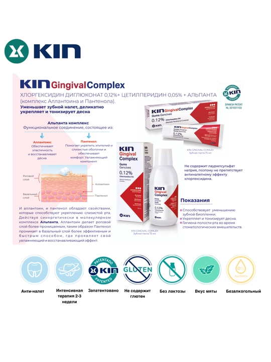 KIN Gingival Complex og‘iz chayqash vositasi, milklarni parvarish qilish, 250 ml, 0.12%