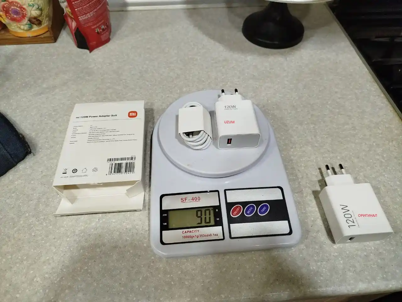 120 Vt tezkor quvvatlash, C turdagi tezkor quvvatlash uchun 2 ta adapter va 1 ta kabel