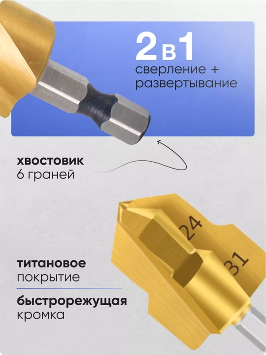 Набор ступенчатых сверел PPR, 3 шт