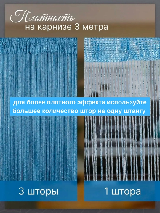 Нитяные шторы лапша, кисея, тюль, с люрексом, разноцветные, размер 100 см на 200 см