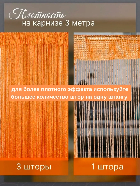 Нитяные шторы лапша, кисея, тюль, с люрексом, разноцветные, размер 100 см на 200 см