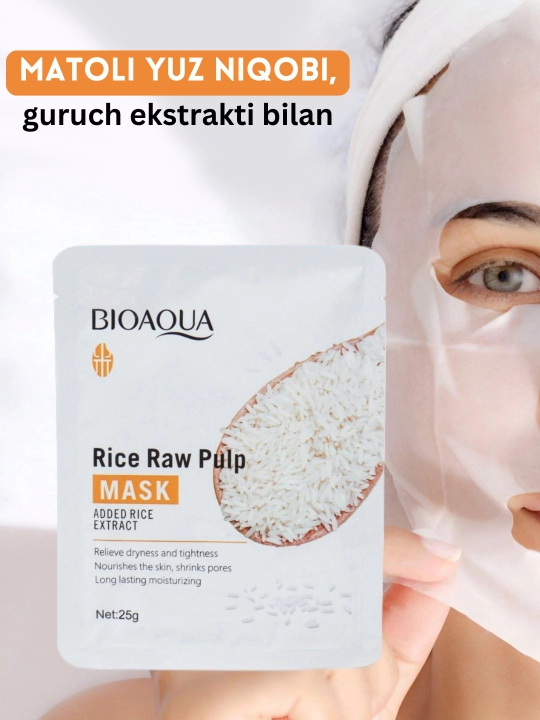 Тканевая маска для лица Bioaqua Rice Raw Pulp Mask, с экстрактом риса - 