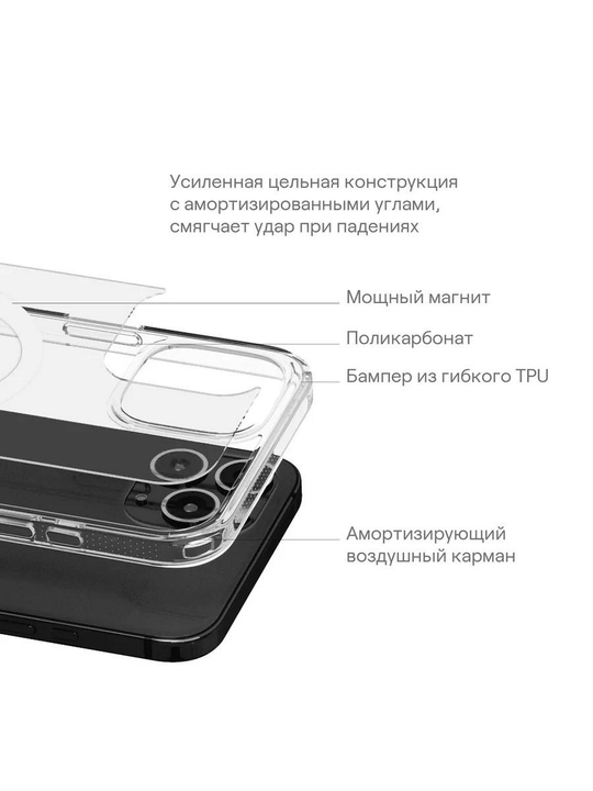 G'ilof Magsafe iPhone 11, 12, 13, 14, 15, 16 Pro, Pro Max, Mini uchun, shaffof