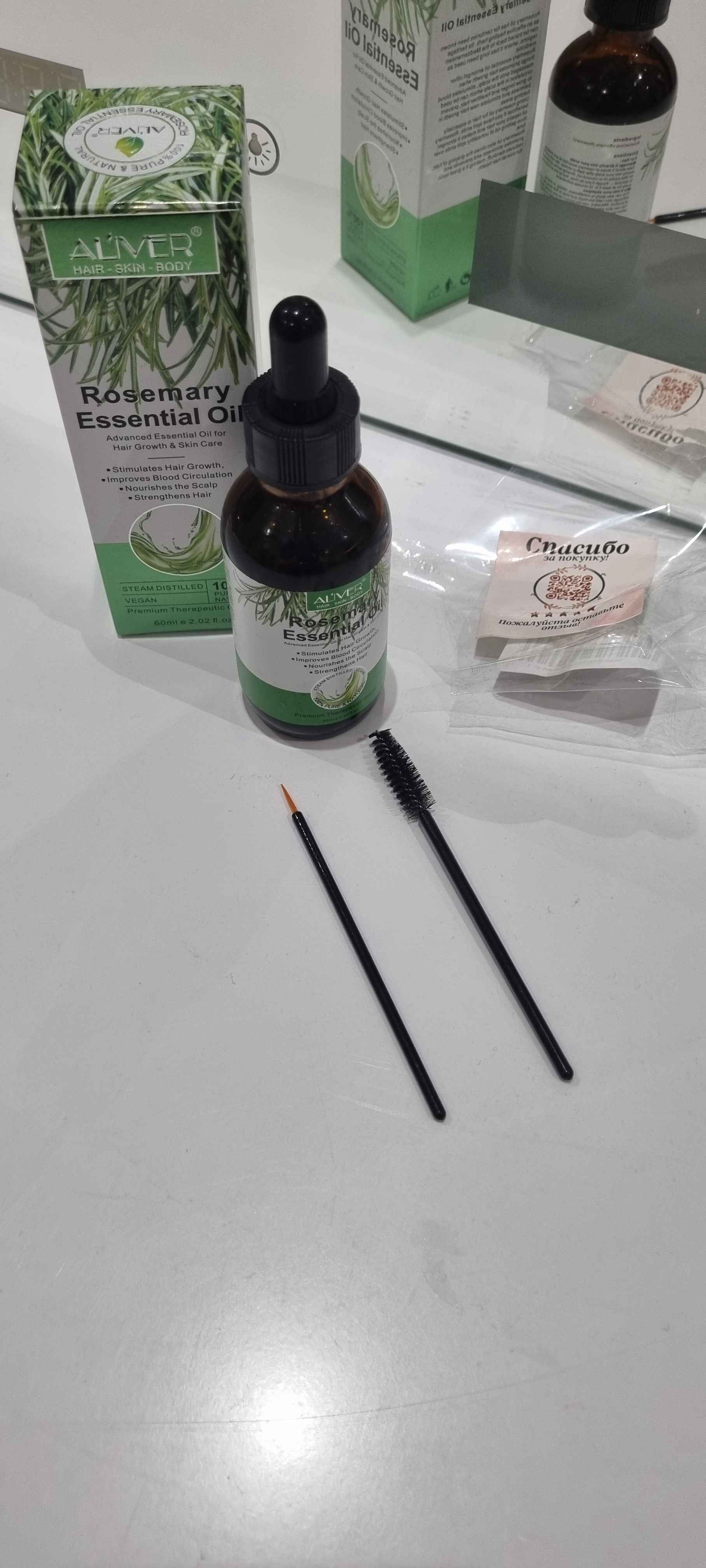 Soch, soqol, tirnoq, teri, kipriklar, o‘sish uchun rozmarin moyi, 17 xil, 60 ml