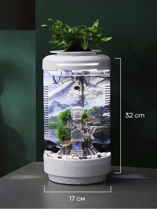 Filtr va yoritish bilan akvarium