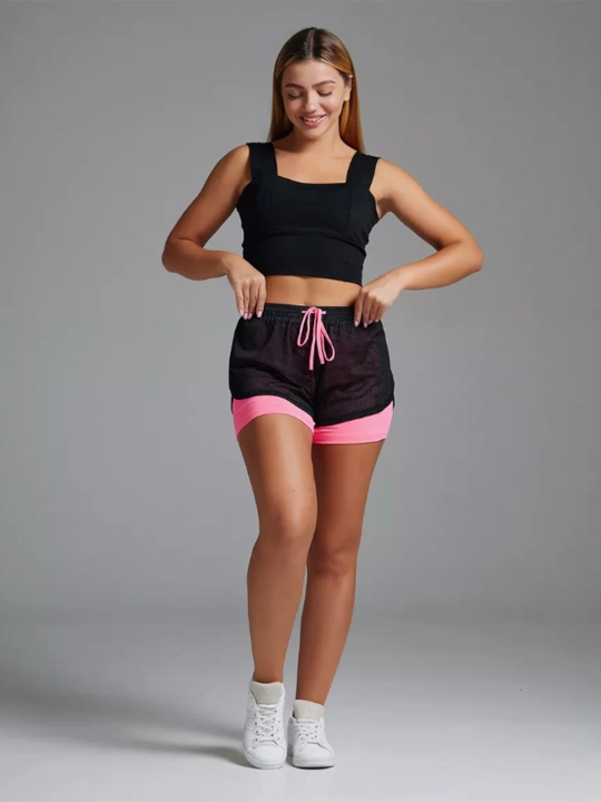 Ayollar sport shortilari velosipedlari, fitnes uchun, ikki qavatli