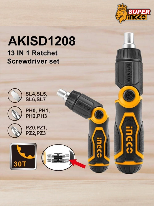 Отвертка с трещеткой I ngco AKISD1208 - 