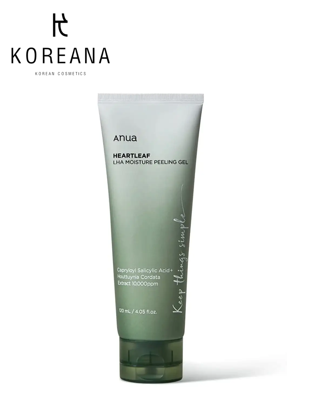 LHA-kislotasi bilan peeling peeling geli Anua Heartleaf LHA Moisture Peeling Gel, 120 ml