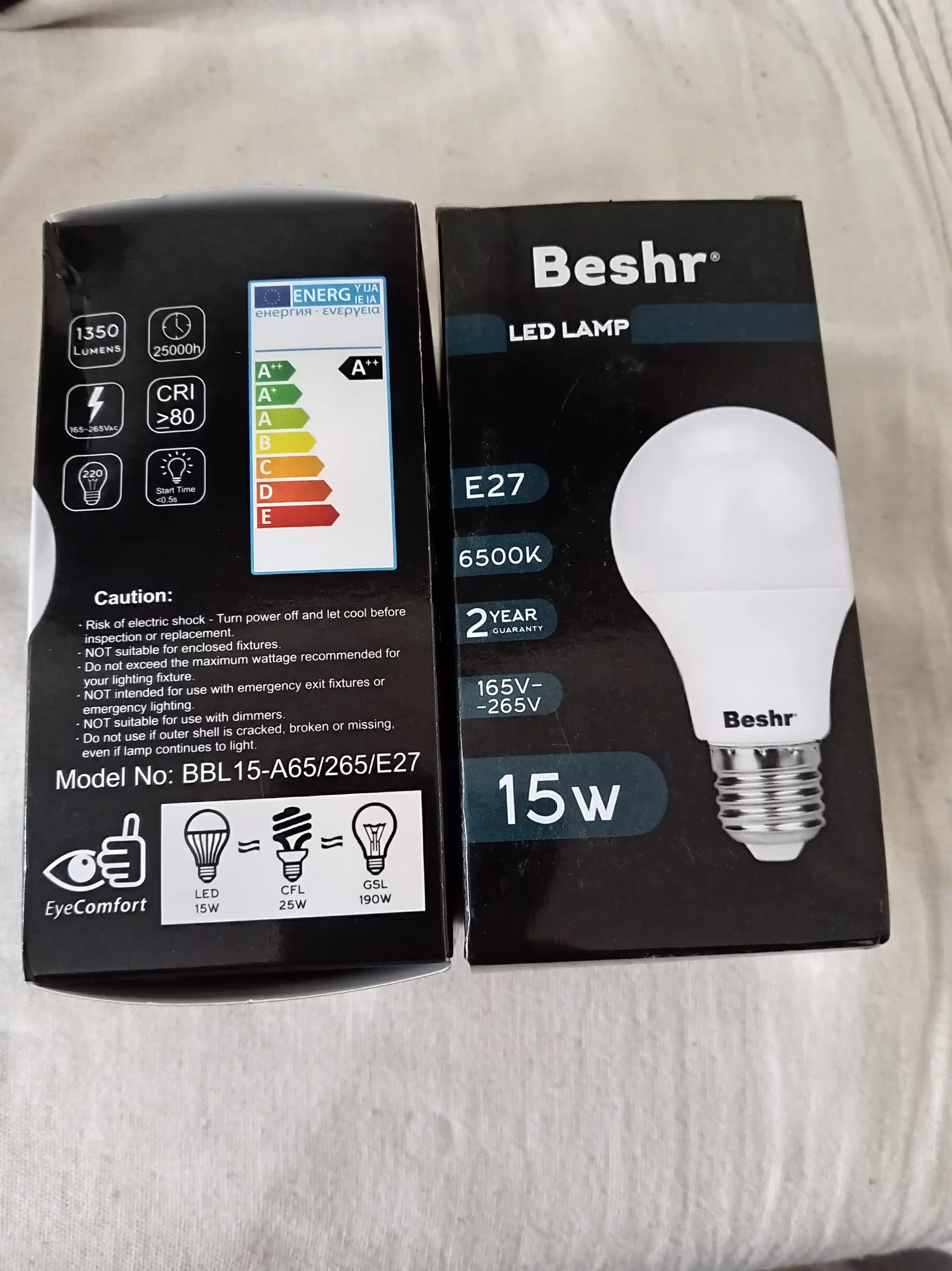 LED lampa, 15Vt, 6500K- sovuq rang, E27, Beshr, energiya tejamkor, diodli lampa, lampochka