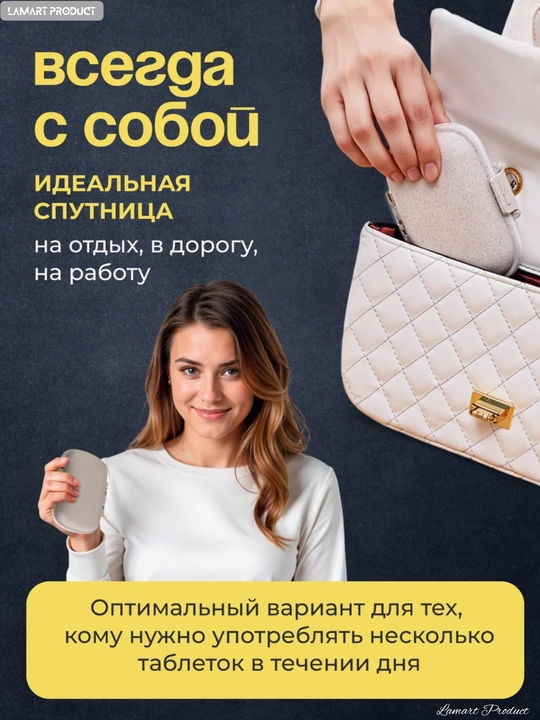 Таблетница, контейнер для бадов, лекарств и витаминов, органайзер портативный для таблеток