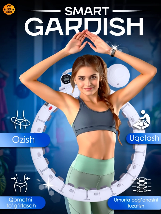 Ozish va fitnes uchun massajli hulahup, sozlanadigan va 360 aylanish hisoblagichi bilan