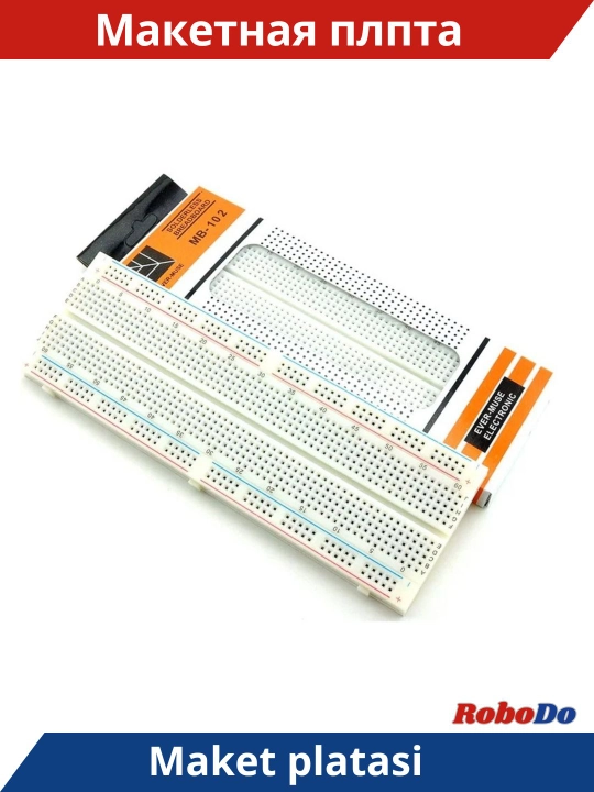 Breadboard MB102 830 nuqtali maket platasi, zavod qadoqida