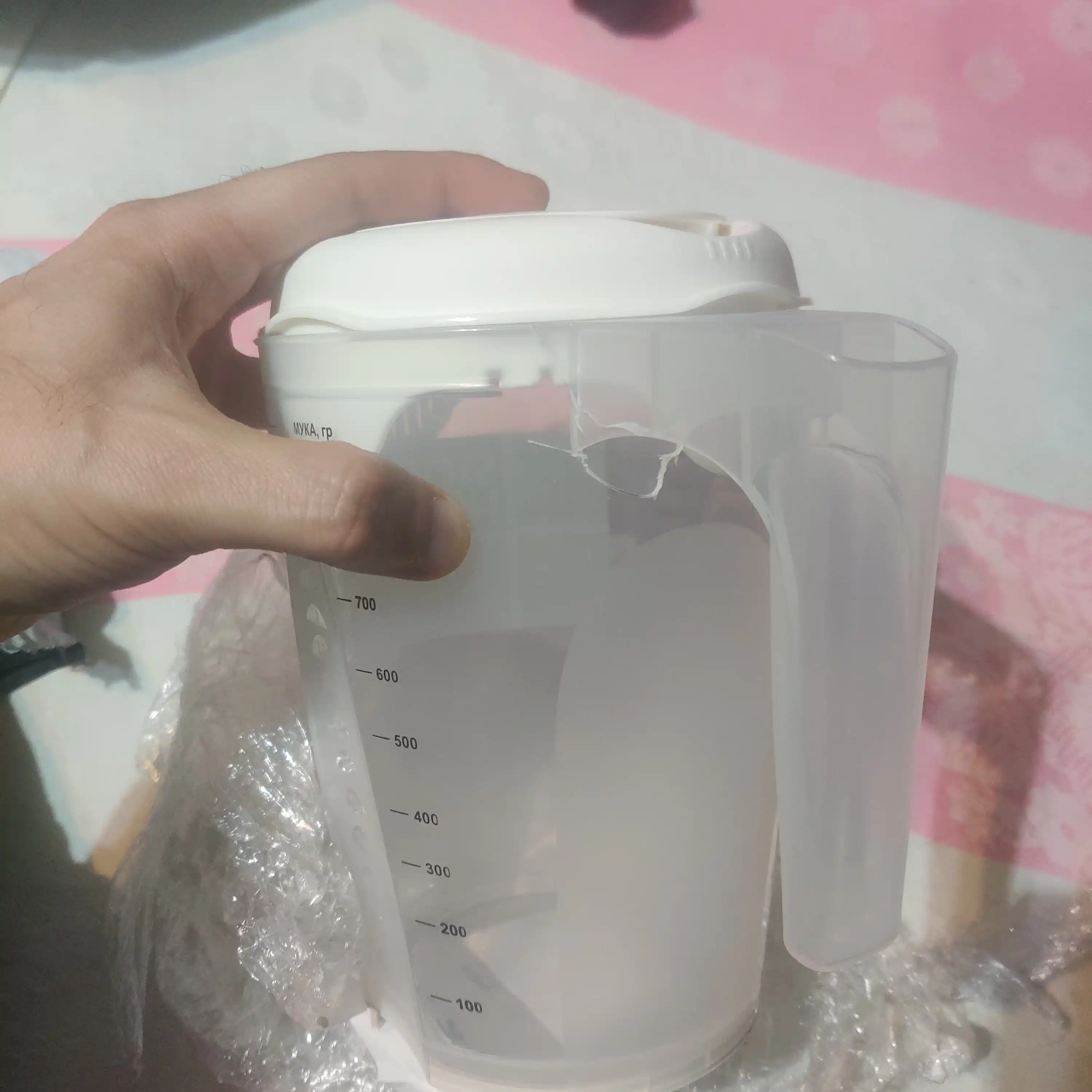 O'lchov idishi, blender yoki mikser uchun o'lchov krujkasi, o'lchov shkalali