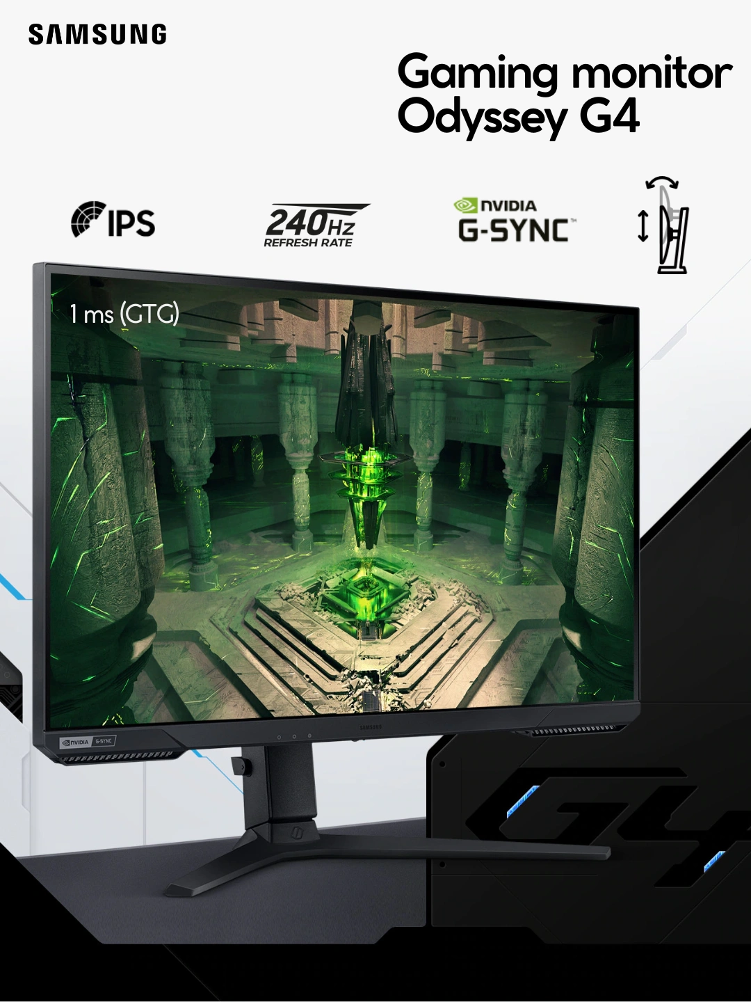 Игровой монитор Samsung-27" Odyssey G4,IPS,240Hz,1mc,FHD 1920X1080,HDMI+DP за 3699000 сум со скидкой 38%. Uzum Market
