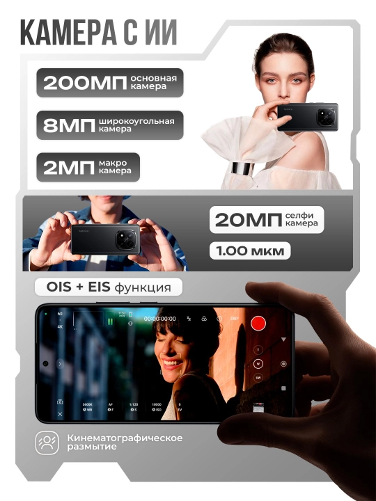 Смартфон Redmi Note 14 pro+ 5G, 12GB+512GB, AMOLED 120Hz дисплей