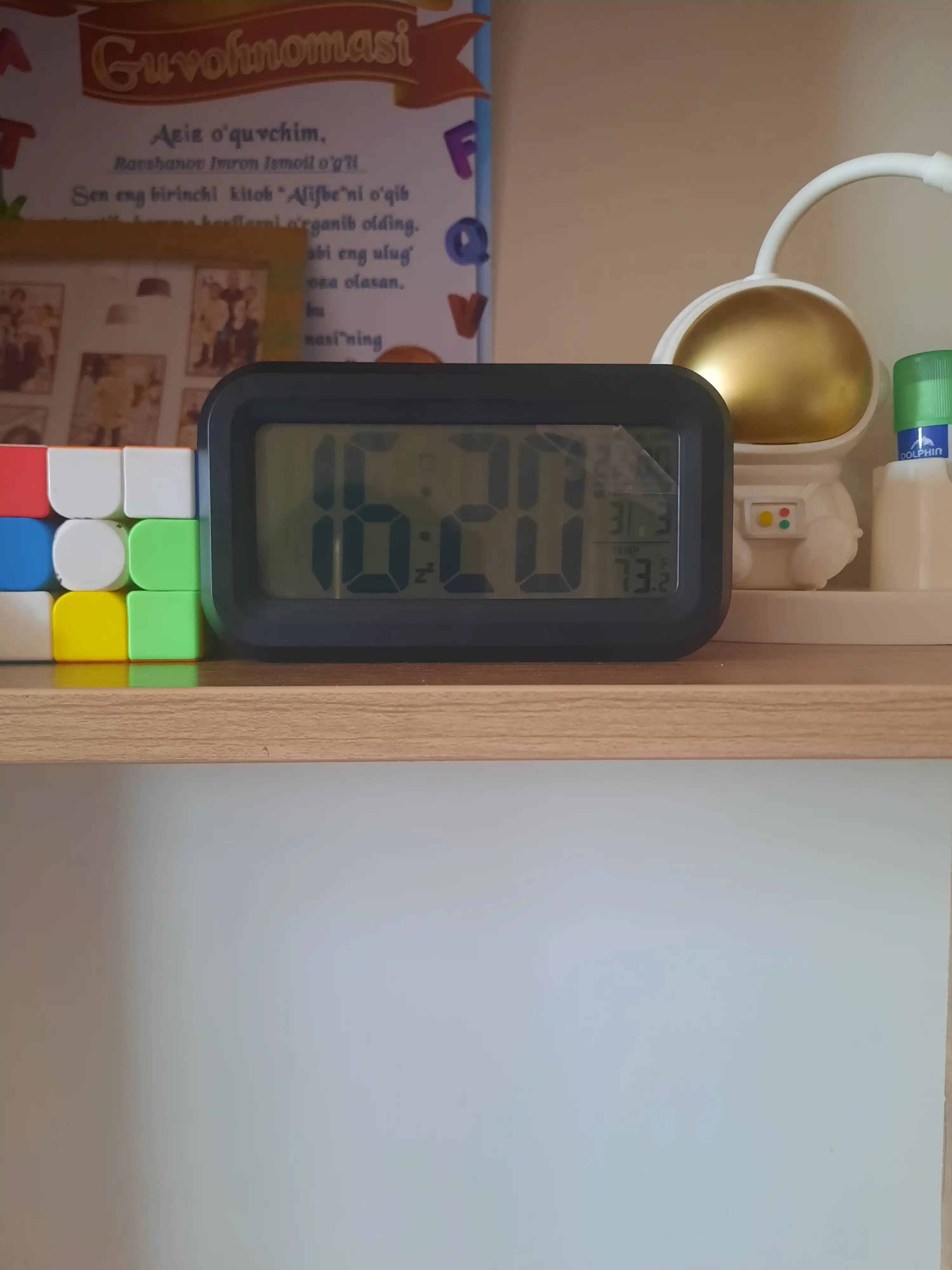Elektron stol soati, yoritgichli, termometr, budilnik, ob-havo stantsiyasi