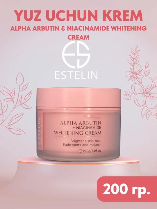 Alfa-arbutin va niacinamidli oqartiruvchi yuz kremi, Estelin Alpha Arbutin, 200 g - 