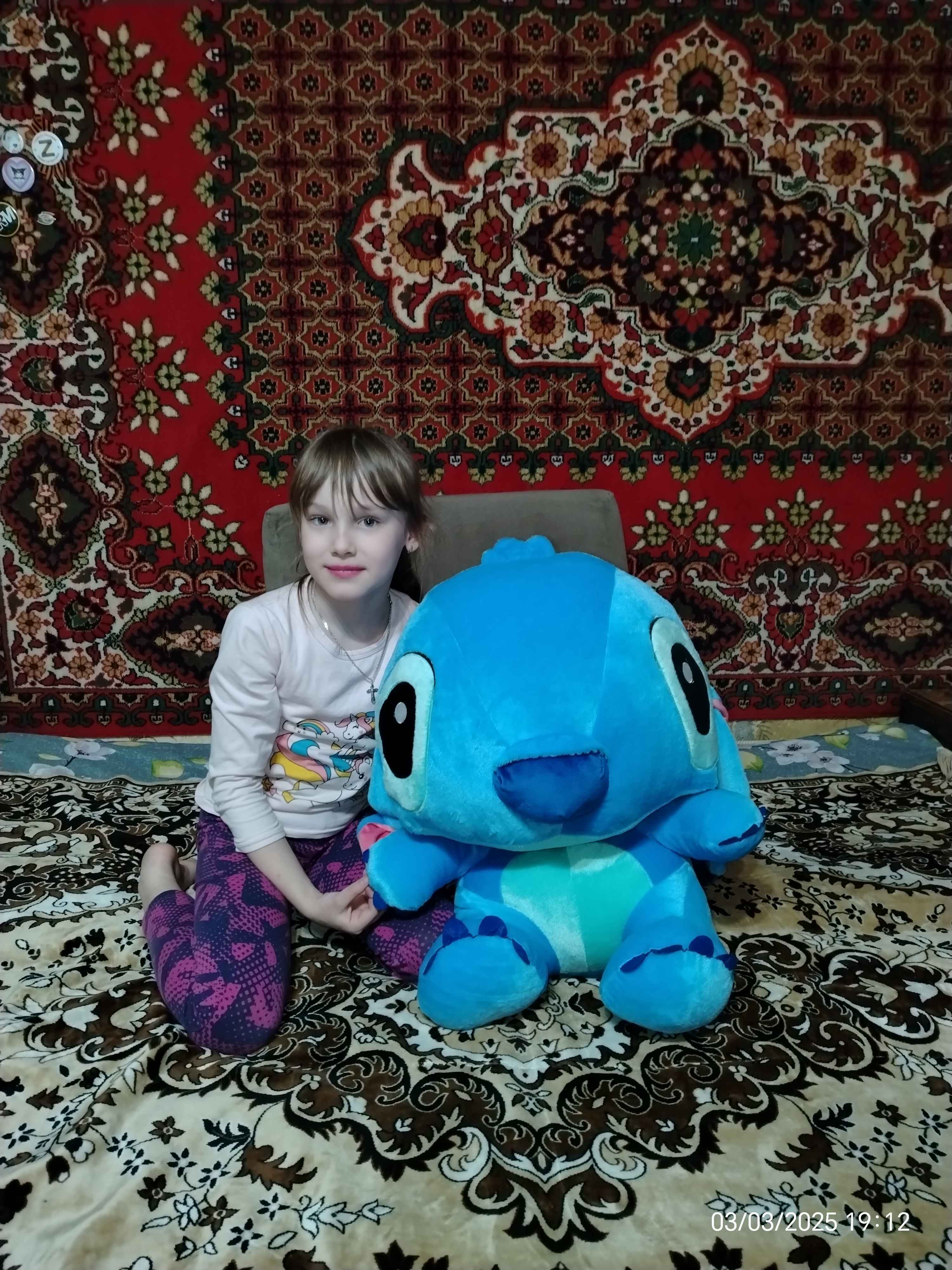 Yumshoq bolalar o‘yinchog‘i, Lilo va Stich, sovg‘a uchun, ko‘k va pushti