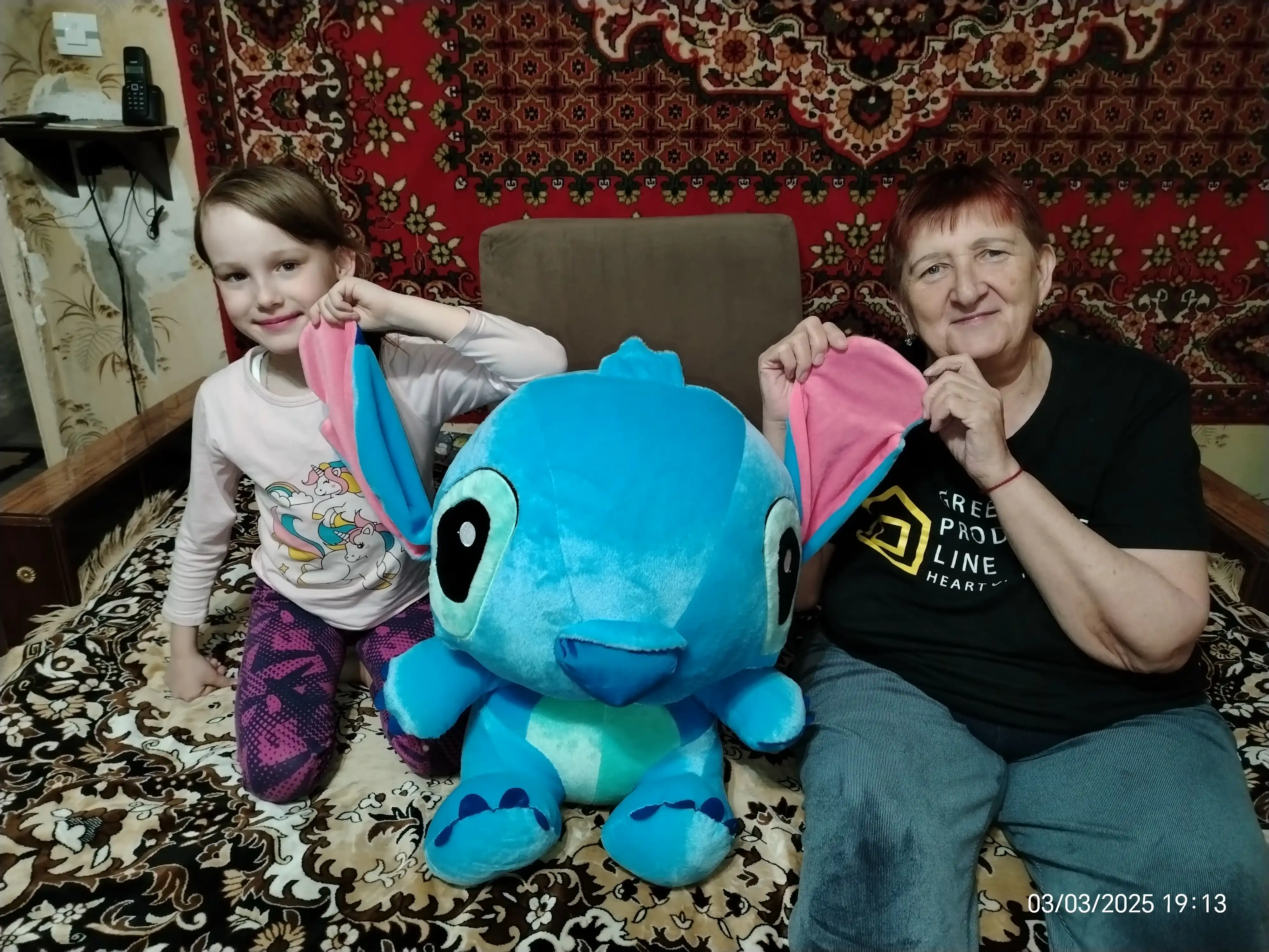 Yumshoq bolalar o‘yinchog‘i, Lilo va Stich, sovg‘a uchun, ko‘k va pushti