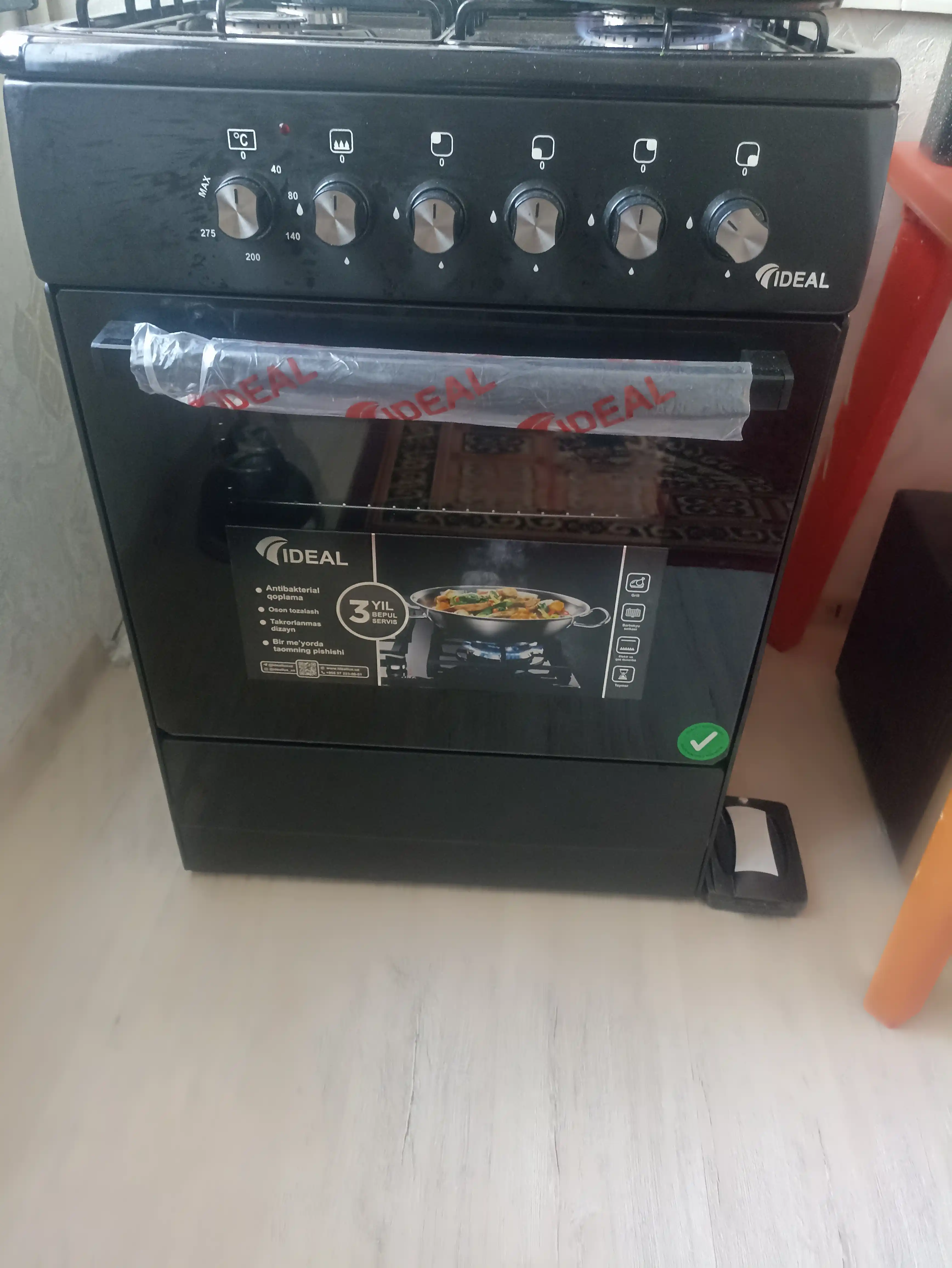 Gaz plita Ideal L110, 4 konforkali, pech hajmi 65 litr, 60 * 60