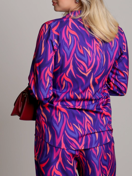 Suniy ipakdan oversize bluzka, yelkasi tushirilgan, S-L