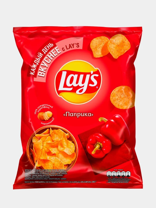 Картофельные чипсы Lay's со вкусом "Паприка" 140гр - 
