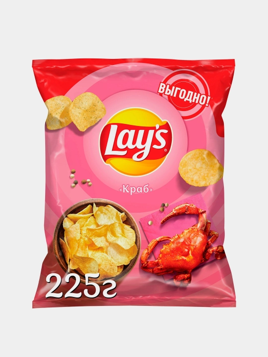 Картофельные чипсы Lay's со вкусом "Краб" 225гр - 