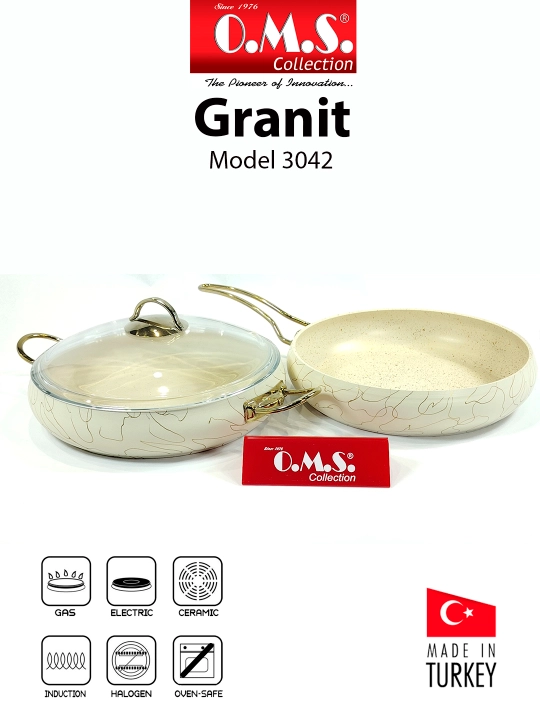 Кастрюля-жаровня O.M.S 3024 Granit Ultra 9 предметов 2.5/2.8/3.5/4.5/6.5L