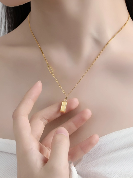Женский кулон "GOLD" с цепочкой, из серебра 925 пробы, с позолотой, бренд "ALIXANDRA"