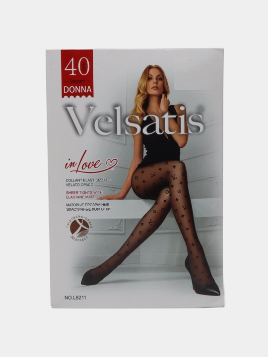 Колготки, капроновые, черные с узорами Velsatis, 40 ден - 