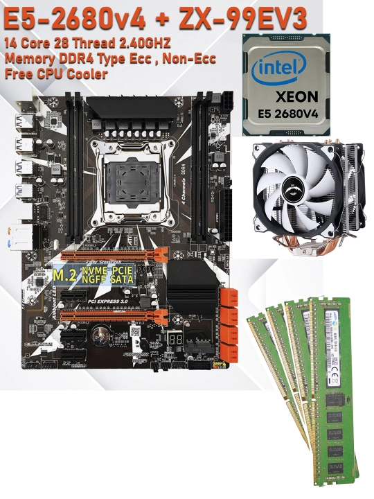 ZX99 + E52680v4, 14 ядер, 28 потоков + DDR4 16 Гб + башенный кулер