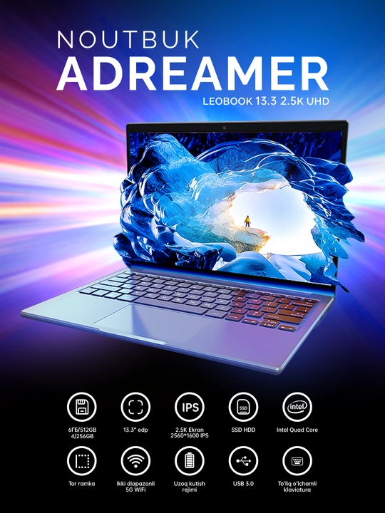 Noutbuk Adreamer LeoBook 13.3 2.5K UHD - 