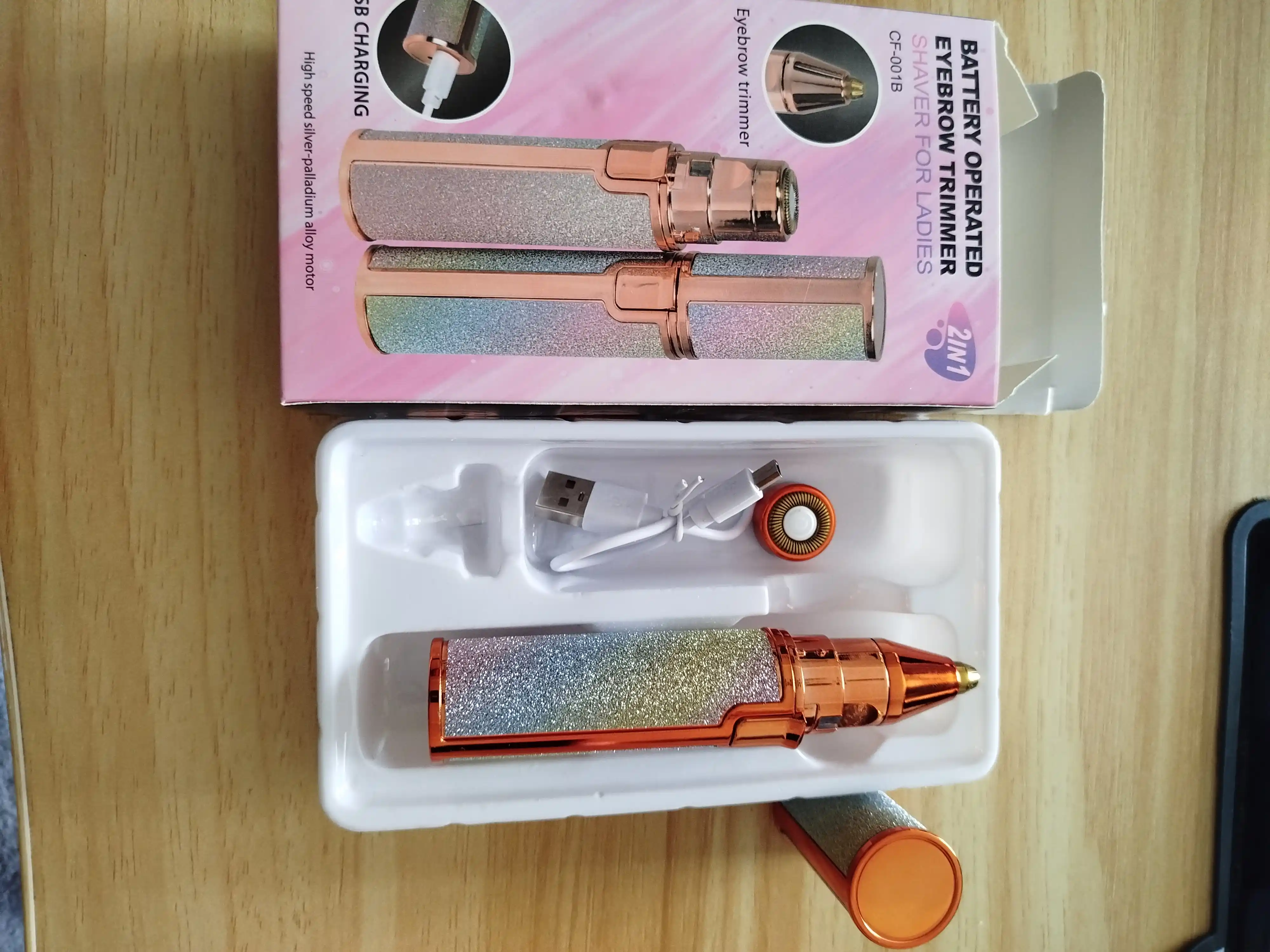 Elektr trimmer yuz va qoshlar uchun, USB epilator, 2 tasi 1 da
