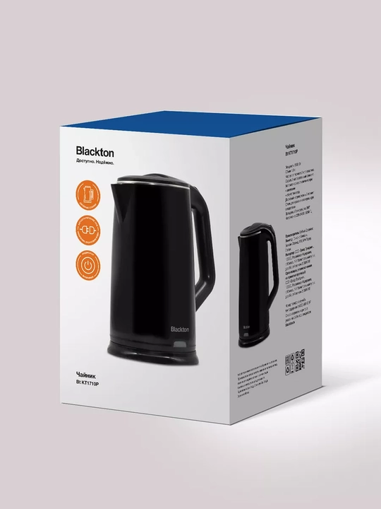 Чайник Blackton Bt KT1710P, высокая мощность 1500 Вт, объем 1.8 л, вращение 360