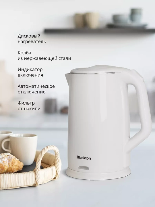 Чайник Blackton Bt KT1710P, высокая мощность 1500 Вт, объем 1.8 л, вращение 360