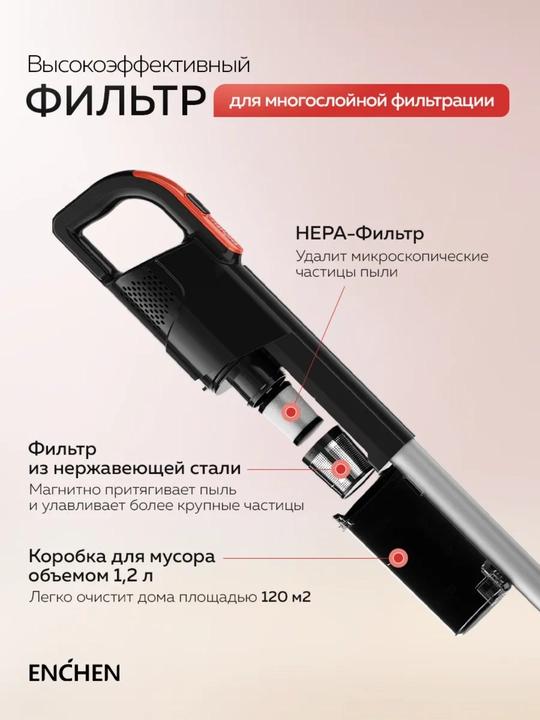 Enchen V3 PRO, пылесос сухая уборка с HEPA фильтром, ручной pilesos вертикальный