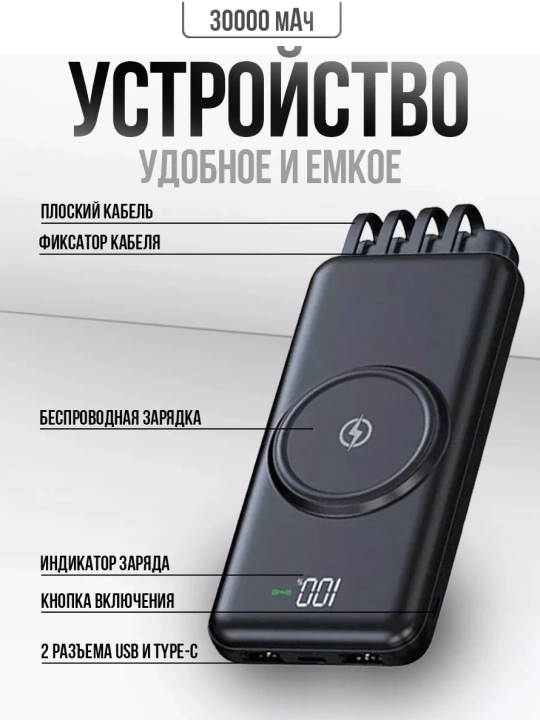 Повербанк iPhone, Android, power bank внешний аккумулятор, 20000, 30000, 50000, 100000