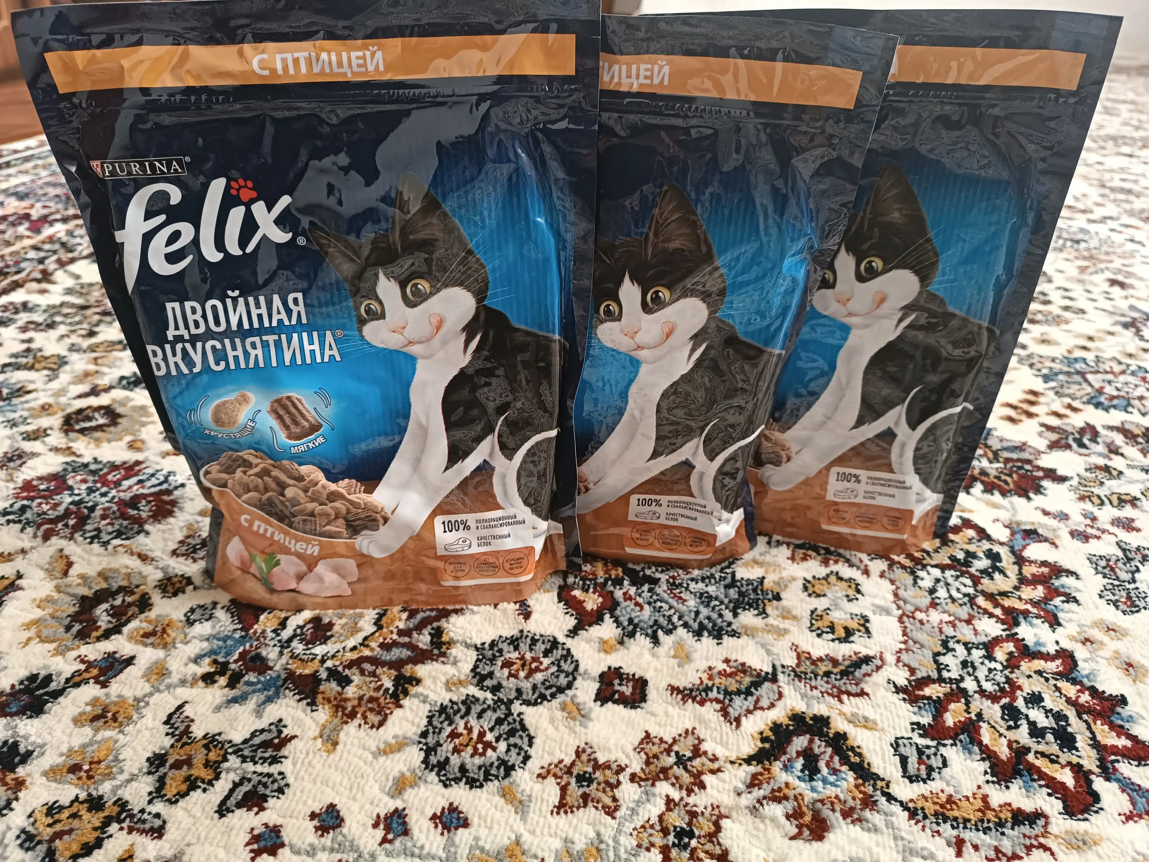 Felix Ikki barobar mazali mushuklar uchun nam ovqat, parranda go'shti bilan, 600 gr