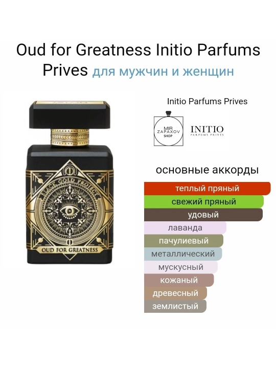 Erkaklar va ayollar uchun parfyumlangan suv Initio Oud For Greatness, 90 ml