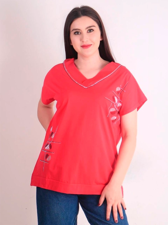Ayollar uchun paxtali futbolka – XL–XXL uchun qulaylik