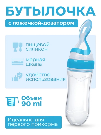 Бутылочка-ложка для кормления — AII-BUTILKA-СИНИЙ