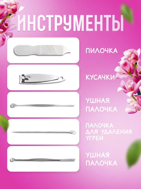 Набор для маникюра и педикюра, профессиональный, 19 предметов