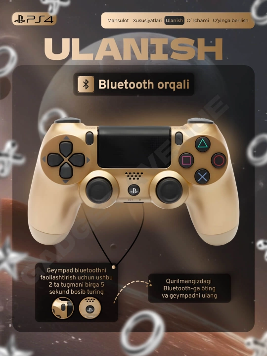 Simsiz geympad Dualshock 4, playstation 4 joystik, ps 4 joystik
