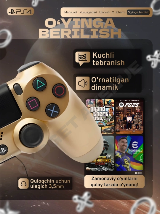 Simsiz geympad Dualshock 4, playstation 4 joystik, ps 4 joystik