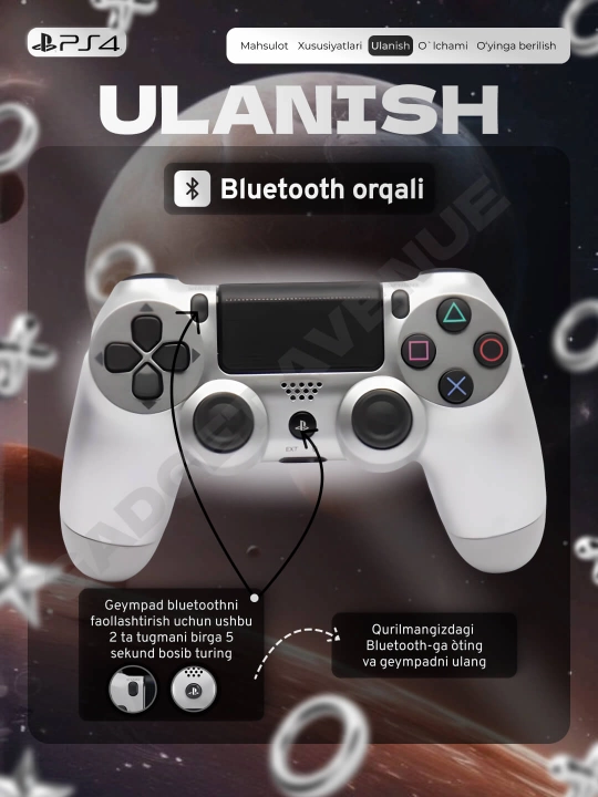 Simsiz geympad Dualshock 4, playstation 4 joystik, ps 4 joystik
