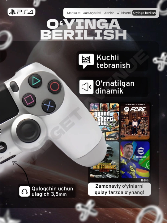 Simsiz geympad Dualshock 4, playstation 4 joystik, ps 4 joystik