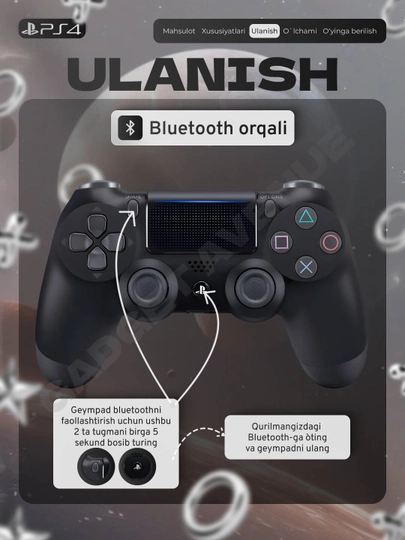 Беспроводной геймпад DualShock 4 для ПК и Sony Playstation 4 — GDGAVEN-GPS4DBS-ЧЕРН