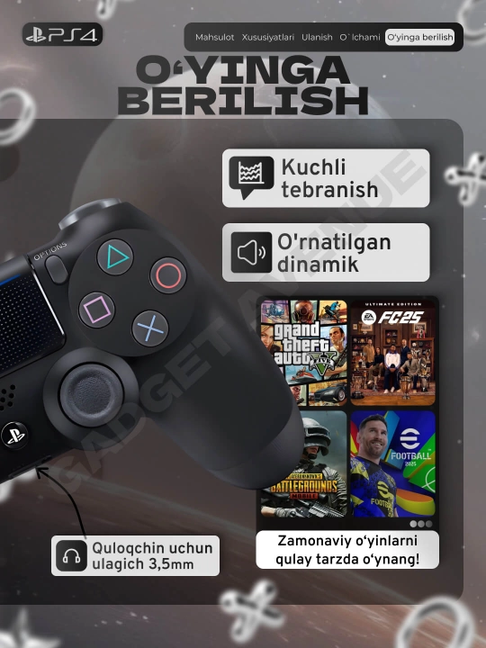 Simsiz geympad Dualshock 4, playstation 4 joystik, ps 4 joystik
