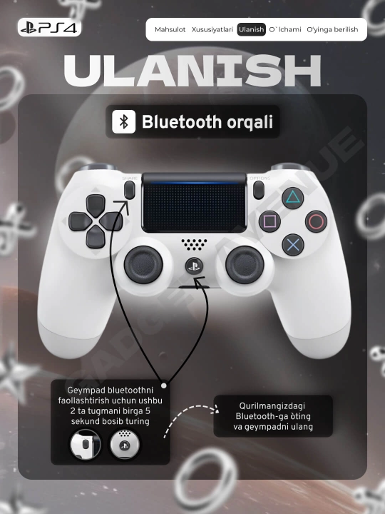 Simsiz geympad Dualshock 4, playstation 4 joystik, ps 4 joystik